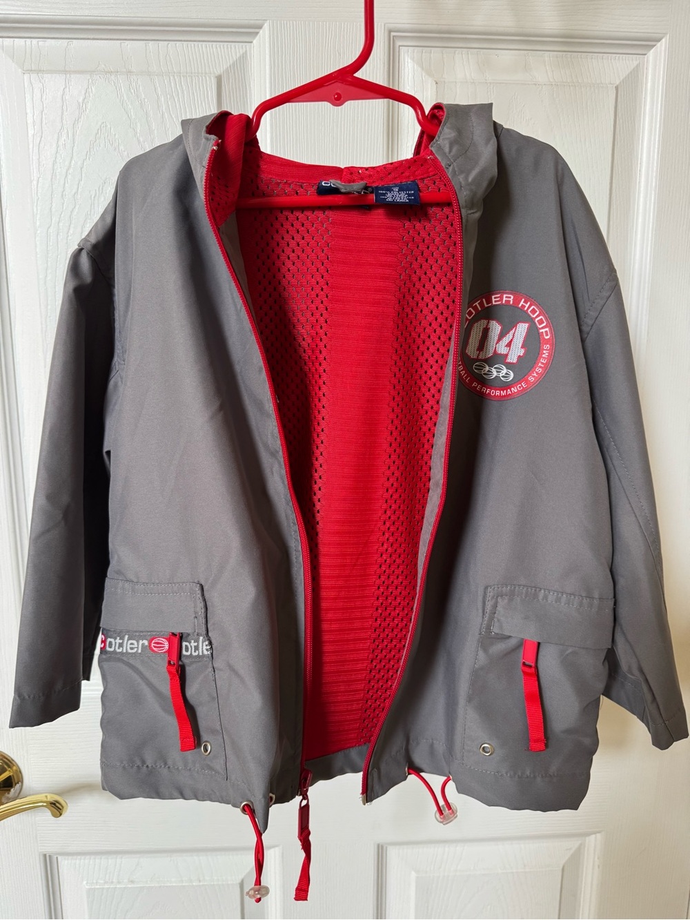 Cotler Hoop Basketball Performance Systems Kids' Gray Hooded Windbreaker Jacket - Picture 3 of 7